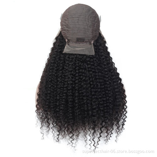 Wholesale 100% Virgin Hair Transparent Swiss Lace Wigs ,Brazilian Kinky Curly Lace Front Wig Human Hair Wig